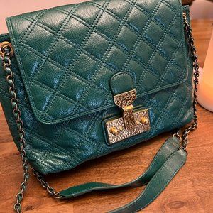 Marc Jacobs Quilted Handbag - Emerald Green with Gold + Chain Details!